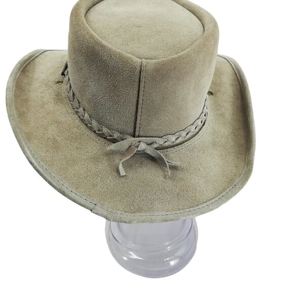 BC Hats Steer Hide Australian Outback Bush Hat Size L Suede Leather Safari - Picture 7 of 12